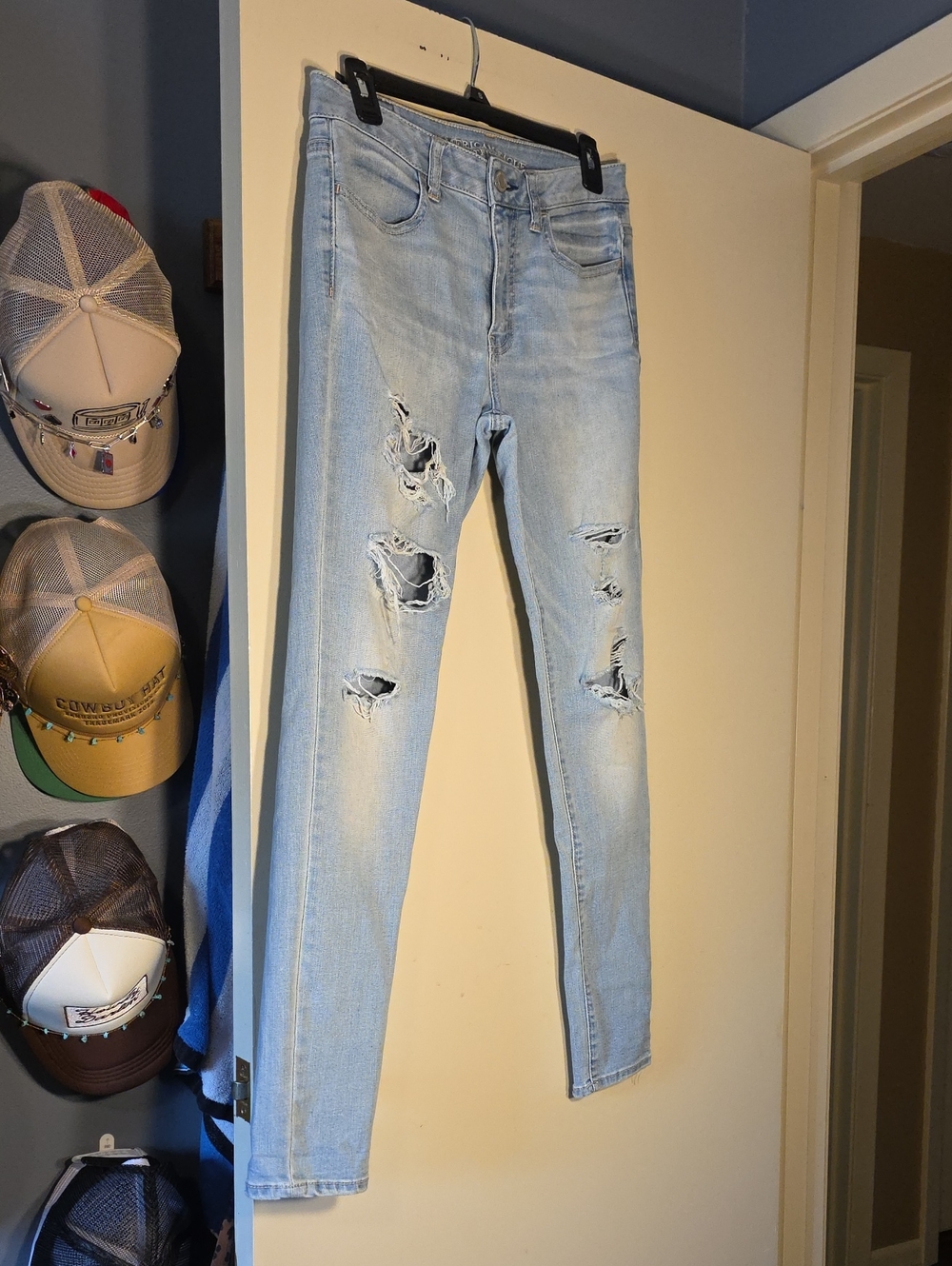 American Eagle Outfitters Light Blue Distressed Skinny Jeans